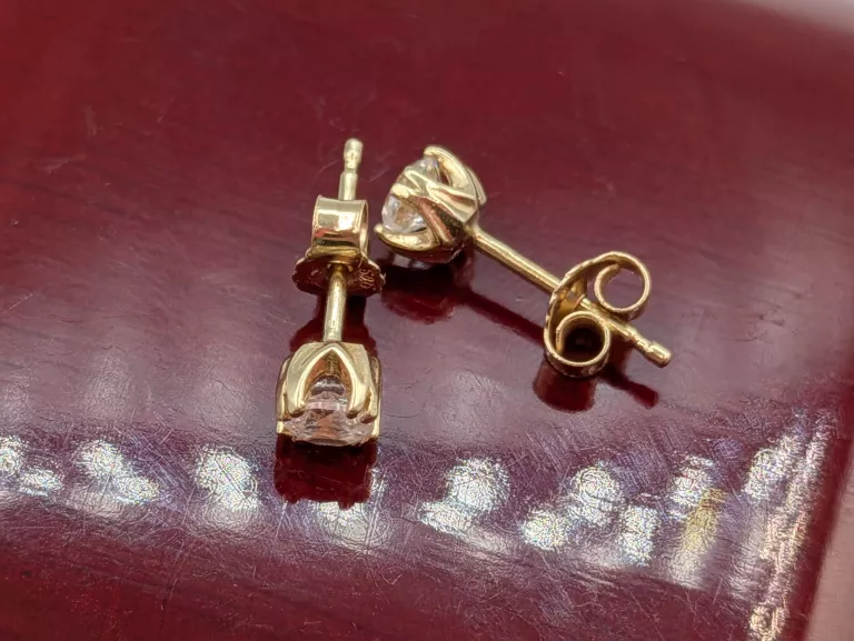 ZŁOTE KOLCZYKI SZTYFT CYRKONIA 585 1,14G