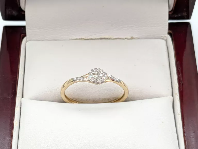 ZŁOTY PIERŚCIONEK Z DIAMENTAMI 0,08CT 375 1,07G R14