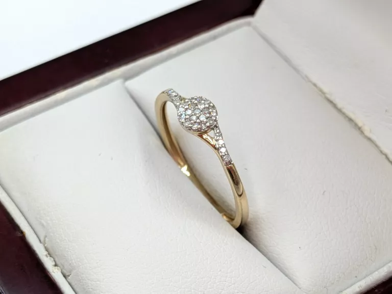 ZŁOTY PIERŚCIONEK Z DIAMENTAMI 0,08CT 375 1,07G R14