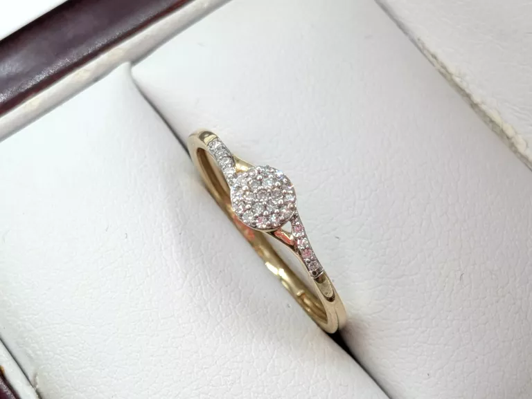 ZŁOTY PIERŚCIONEK Z DIAMENTAMI 0,08CT 375 1,07G R14