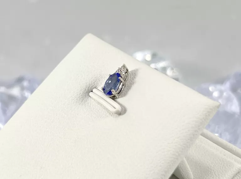 ZŁOTA ZAWIESZKA BIAŁE ZŁOTO BRYLANTY 0,02CT TANZANIT 0,45CT 585 0,32G