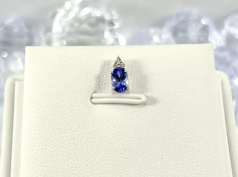 ZŁOTA ZAWIESZKA BIAŁE ZŁOTO BRYLANTY 0,02CT TANZANIT 0,45CT 585 0,32G
