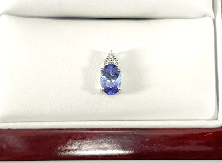 ZŁOTA ZAWIESZKA BIAŁE ZŁOTO BRYLANTY 0,02CT TANZANIT 0,45CT 585 0,32G