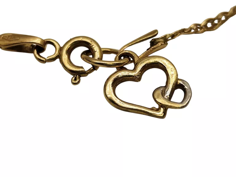 DELIKATNA ZŁOTA BRANSOLETKA Z SERDUSZKIEM 1,54G, P585, 18CM