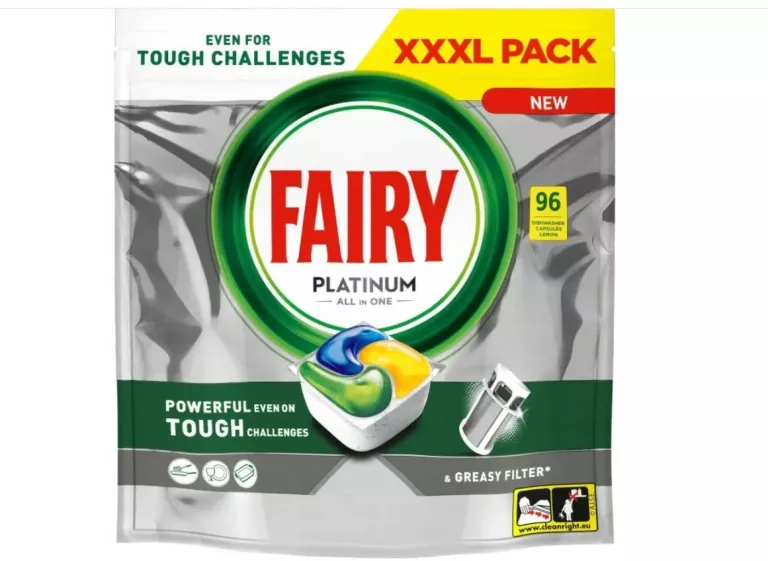 FAIRY PLATINUM ALL IN ONE LEMON KAPSUŁKI DO ZMYWARKI CYTRYNOWE 96 SZT.