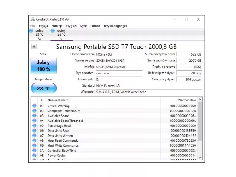SAMSUNG PORTABLE T7 TOUCH 2TB SSD WINDOWS MAC ANDROID OKAZJA