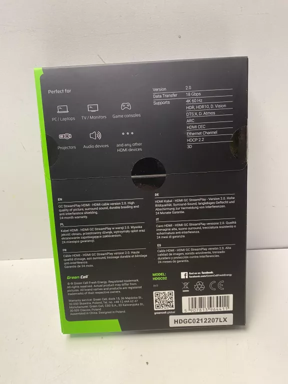 KABEL GREEN CELL HDMI 1,5M