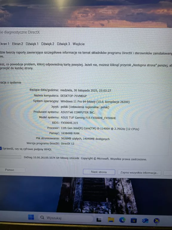 LAPTOP ASUS FX506H I5 11GEN 16/512GB RTX 3050TI