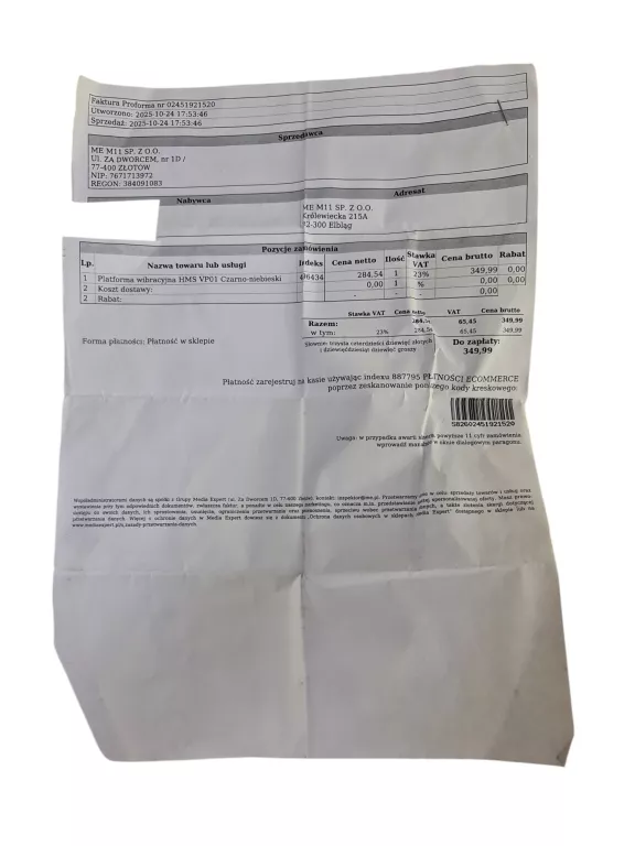 PLATFORMA WIBRACYJNA HMS SVP01 + FV 10/2025