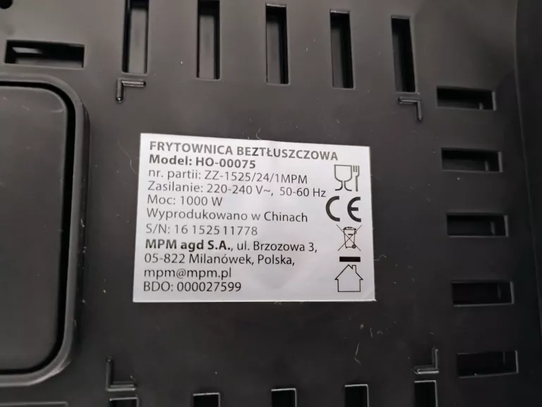 FRYTKOWNICA BEZTŁUSZCOWA HO-00075