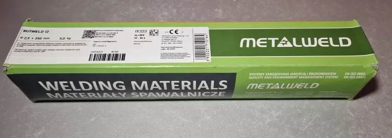 ELEKTRODY SPAWALNICZE RUTYLOWE DO SPAWANIA 2,5X350MM 5KG DO STALI METALWEL