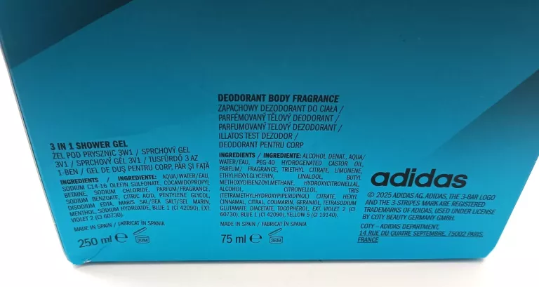 ADIDAS ICE DIVE NATURALNY DEZODORANT + ŻEL POD PRYSZNIC ADIDAS ZESTAW