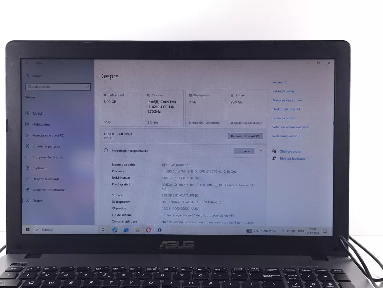 LAPTOP ASUS R510L 8/256GB SSD | I5-4210U | WINDOWS 10 HOME