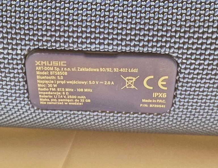 GŁOŚNIK BEZPRZEWODOWY XMUSIC BTS850B NIEBIESKI