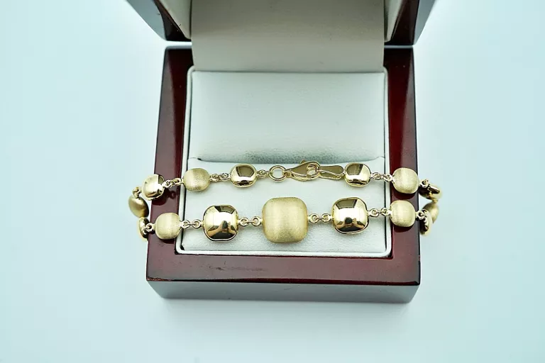 ZŁOTA BRANSOLETKA KWADRATY PR.585 14K 19CM 4,95G