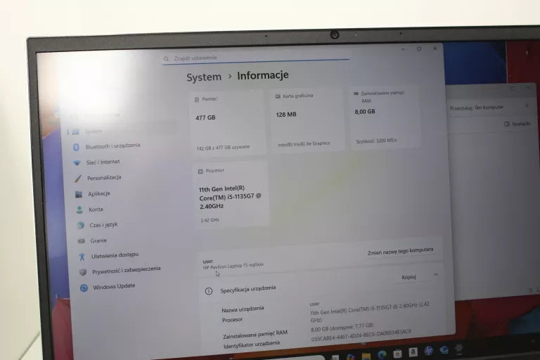 LAPTOP HP PAVILION 15-EG0052NW