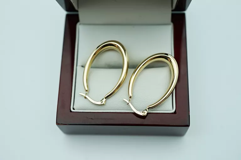 PIĘKNE ZŁOTE KOLCZYKI [585] 2,80G OWAL