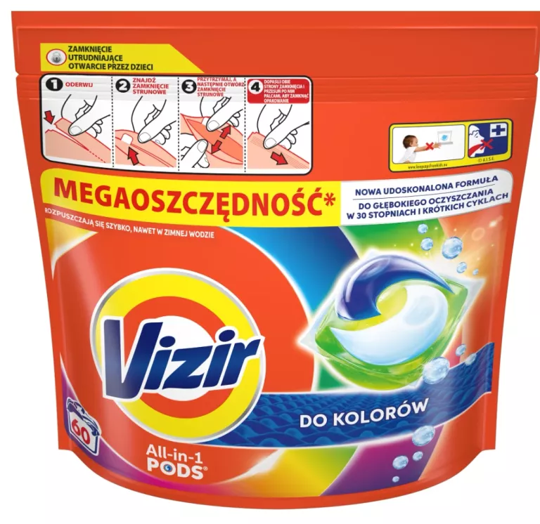 VIZIR KAPSUŁKI DO PRANIA KOLOROWYCH TKANIN, 60 PRAŃ