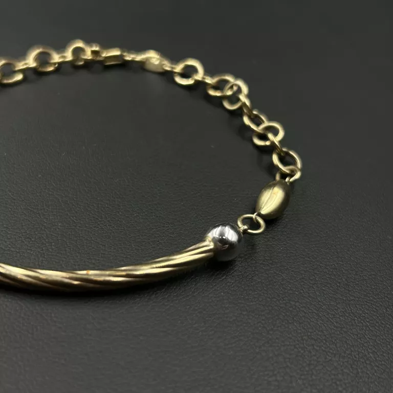 PIĘKNA ZŁOTA BRANSOLETKA ZE SZTYWNYM ELEMENTEM 333/8K/3,56 G/18 CM