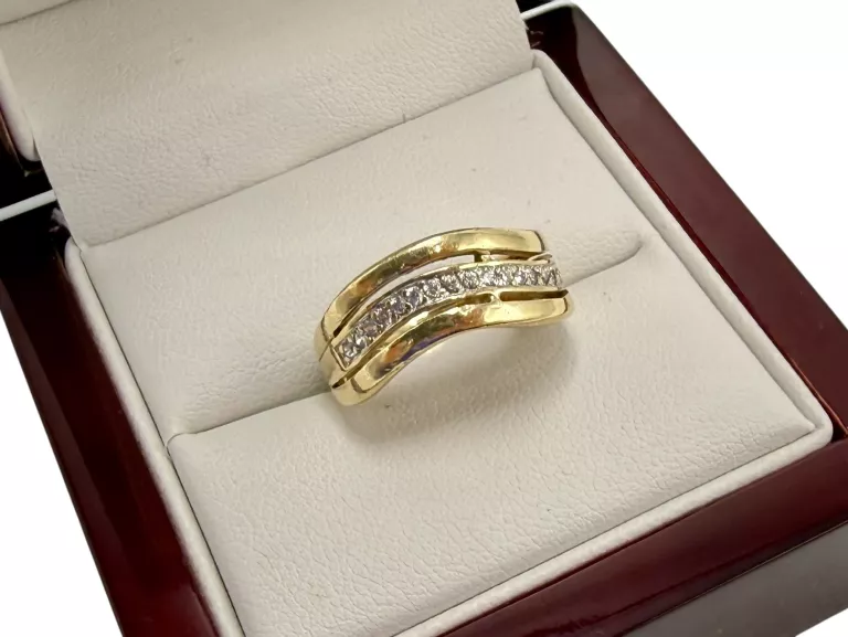 ZŁOTY PIERŚCIONEK Z CYRKONIAMI 585 4,10G R.11