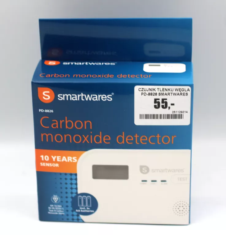 CZUJNIK TLENKU WĘGLA  PD-8826 SMARTWARES ALARM DŹWIĘKOWY LCD  BIAŁY