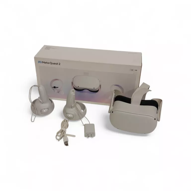 GOGLE VR META QUEST 2 128GB GOGLE Z KONTROLERAMI I OKABLOWANIEM W PUDEŁKU