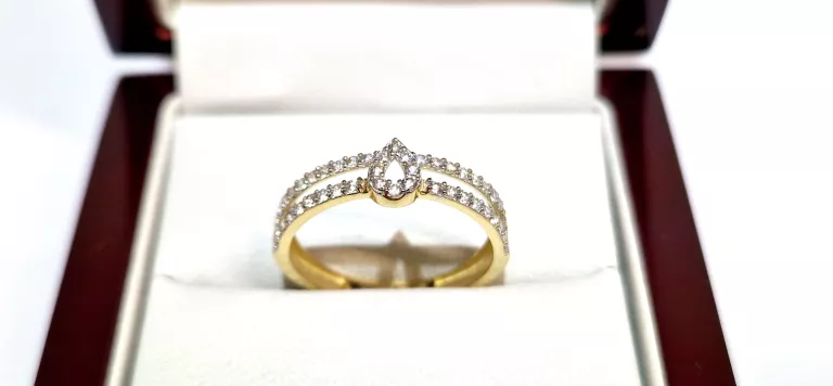 WYRÓB JUBILERSKI UŻYWANY ZŁOTY PIERŚCIONEK KROPELKA PR585 R17 1,38G