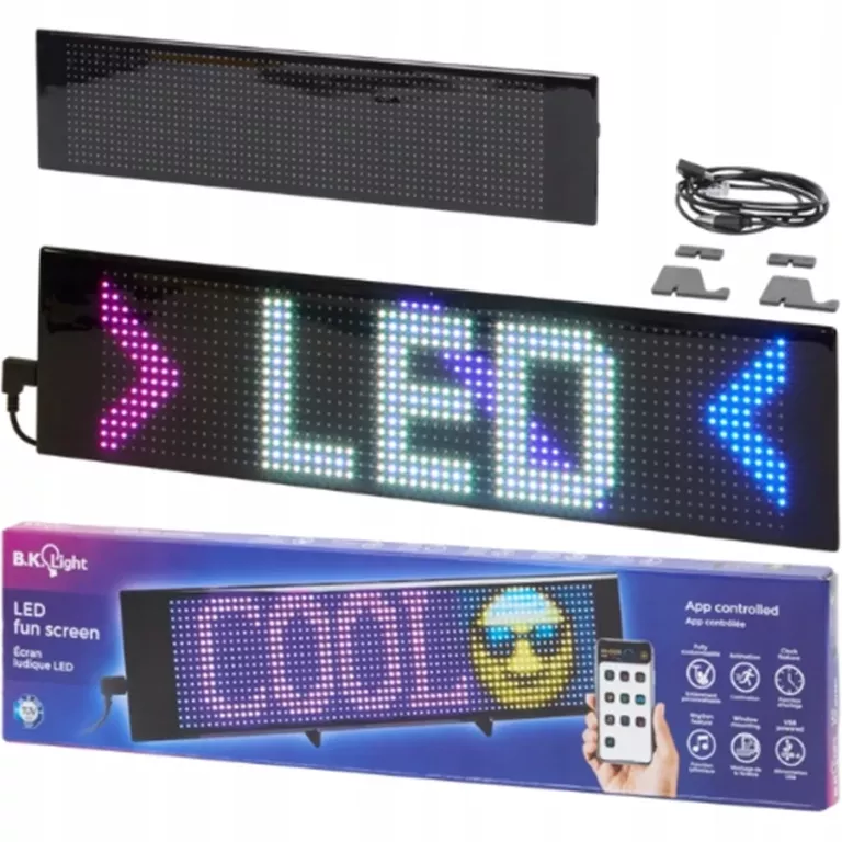 PIKSELOWY EKRAN LED 37X9 CM USB-A REAKCJA NA MUZYKĘ STEROWANIE APLIKACJĄ