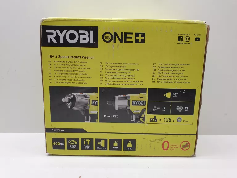 KLUCZ UDAROWY AKUMULATOROWY RYOBI R18IW3-0 18V