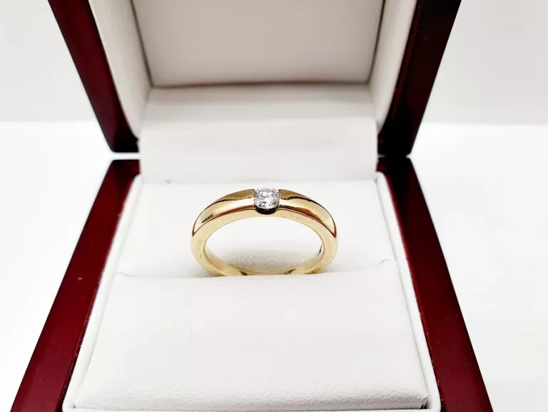 OBŁĘDNY ELEGANCKI ZŁOTY PIERŚCIONEK Z BRYLANTEM P585 14CT 4,96 G R13