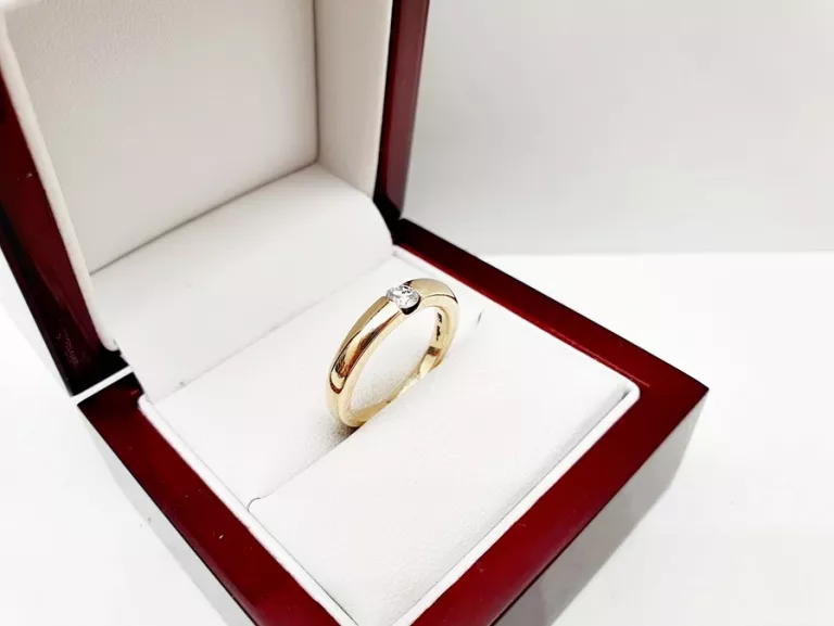 OBŁĘDNY ELEGANCKI ZŁOTY PIERŚCIONEK Z BRYLANTEM P585 14CT 4,96 G R13
