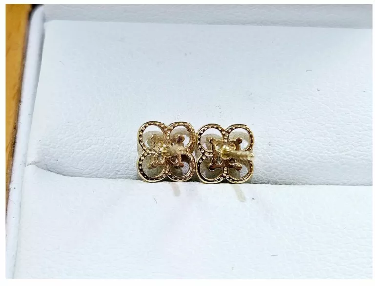 NIENOSZONE ZŁOTE KOLCZYKI KWIATEK CYRKONIE SZTYFT 585 0,98G