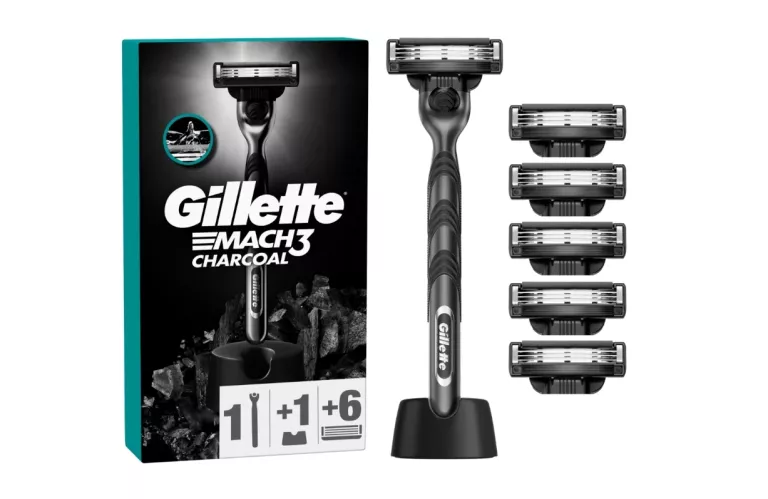GILLETTE MACH3 CHARCOAL, MASZYNKA DO GOLENIA DLA MĘŻCZYZN + 6 OSTRZY