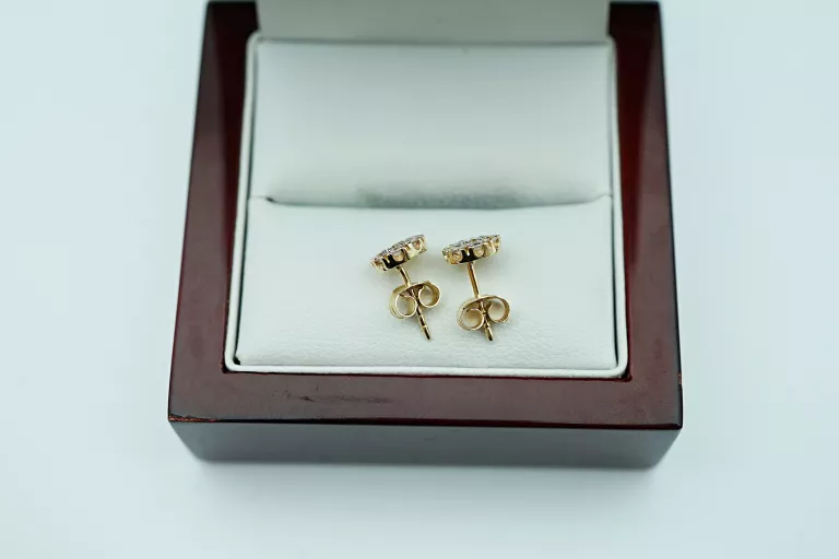 ZŁOTE KOLCZYKI Z KAMIENIAMI [585] 1,47G 1CM