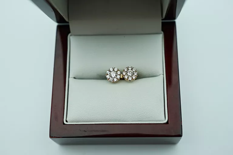 ZŁOTE KOLCZYKI Z KAMIENIAMI [585] 1,47G 1CM