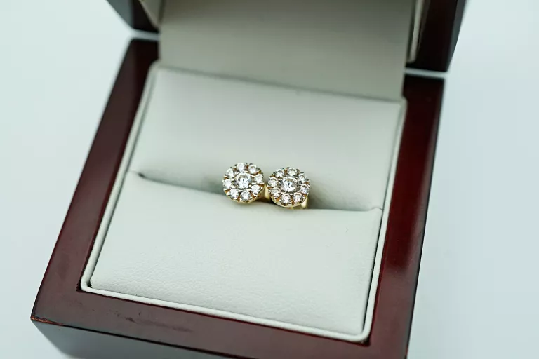 ZŁOTE KOLCZYKI Z KAMIENIAMI [585] 1,47G 1CM