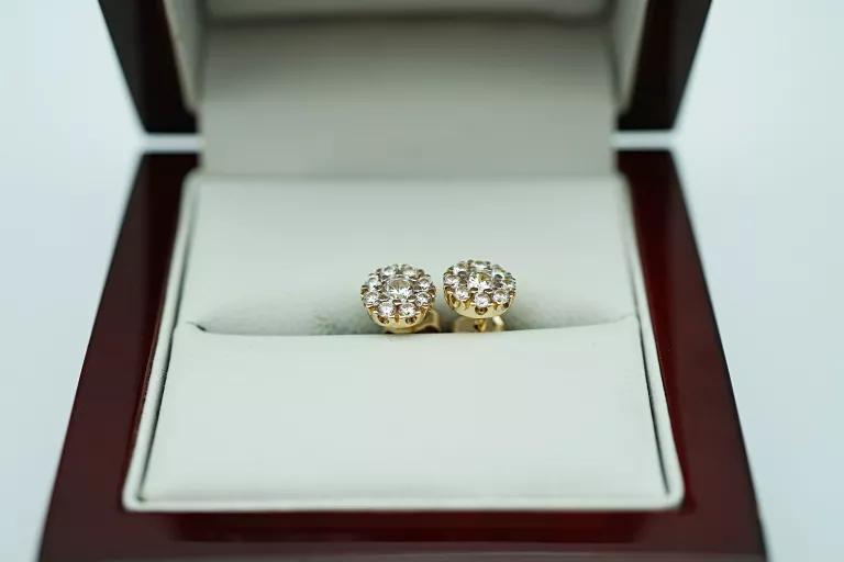 ZŁOTE KOLCZYKI Z KAMIENIAMI [585] 1,47G 1CM