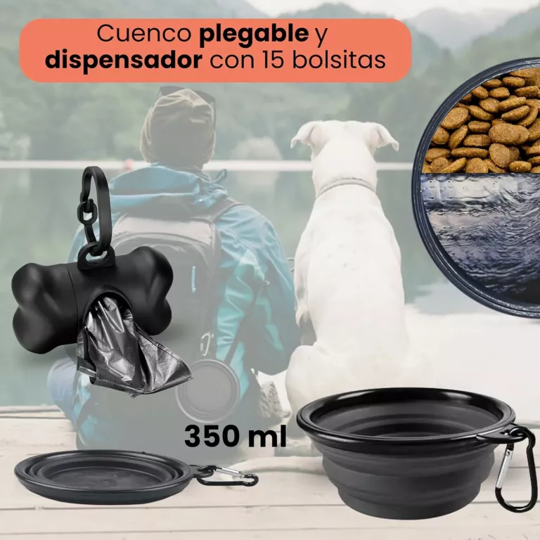 ZESTAW DLA PSA ODBLASKOWA OBROŻA I SMYCZ, MISKA, DYSPENSER NA WORKI