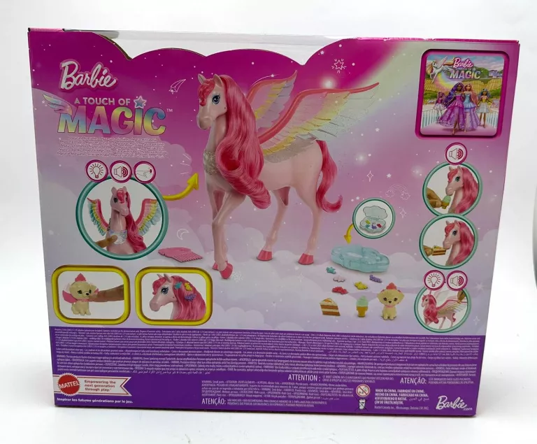 BARBIE A TOUCH OF MAGIC SZCZYPTA MAGII PEGAZ ŚWIATŁA I DŹWIĘKI RÓŻOWY