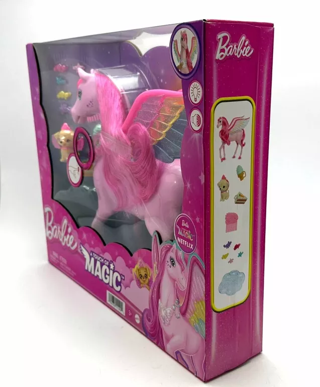 BARBIE A TOUCH OF MAGIC SZCZYPTA MAGII PEGAZ ŚWIATŁA I DŹWIĘKI RÓŻOWY