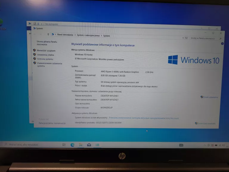 LAPTOP HP 15S-EQ1009NW AMD RYZEN 5 4500U/512SSD/8RAM POLECAM!