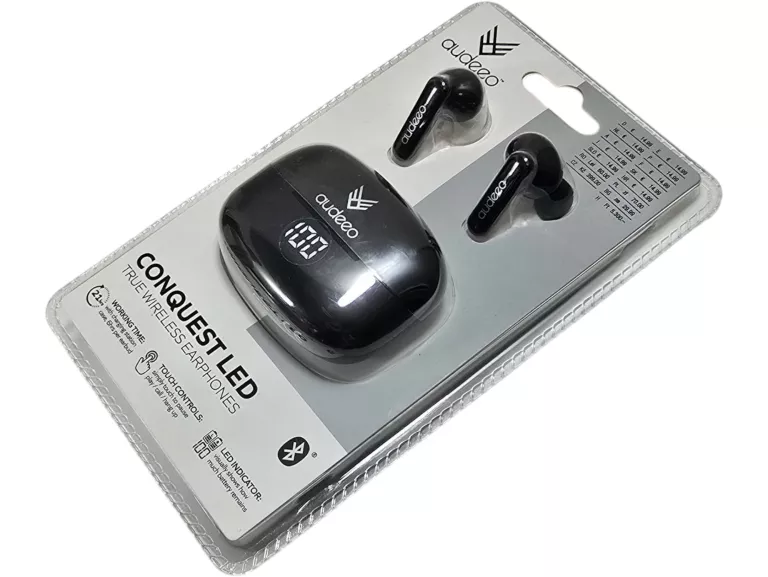 DOUSZNE SŁUCHAWKI BEZPRZEWODOWE TWS LED AUDEEO CZARNE