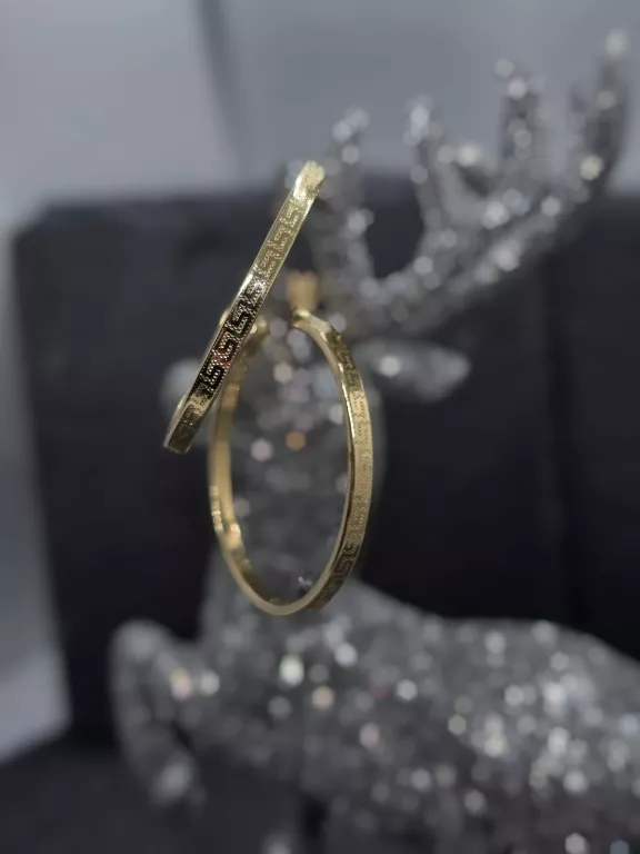 ZŁOTE KOLCZYKI ŚREDNIE KOŁA KWADRATOWE STYL GRECKI 585 2,44G