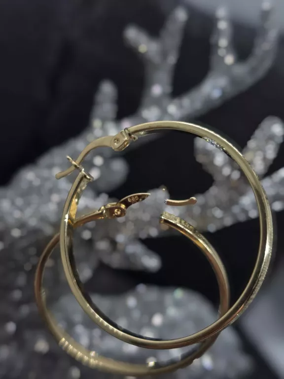 ZŁOTE KOLCZYKI ŚREDNIE KOŁA KWADRATOWE STYL GRECKI 585 2,44G