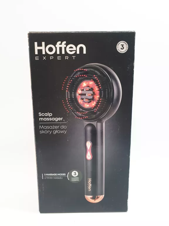 MASAŻER DO GŁOWY HOFFEN EXPERT, AKUMULATOROWY, 3 TRYBY MASAŻU, CZARNY
