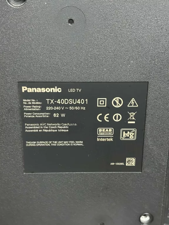 TELEWIZOR PANASONIC TX-40DSU401 BEZ PODSTAWKI