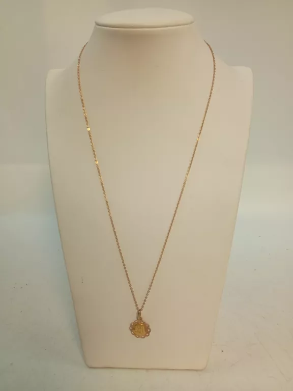 ZŁOTY ŁAŃCUSZEK Z ZAWIESZKĄ MARYJA 2,97G 585 50CM