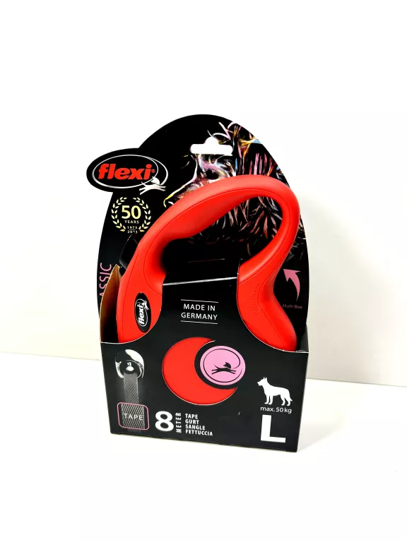 FLEXI NEW CLASSIC L SMYCZ AUTOMATYCZNA DLA PSA I KOTA DO 50KG TAŚMA 8M