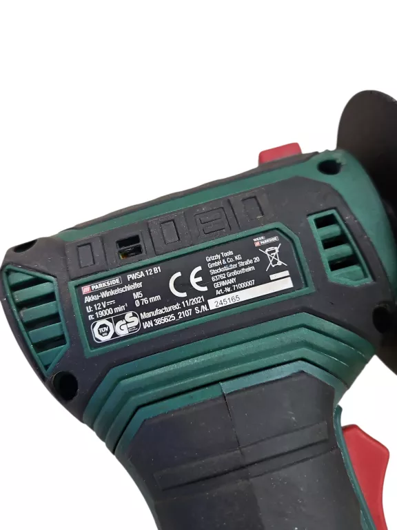 MAŁA SZLIFIERKA AKUMULATOROWA PARKSDE PWSA 12 B1 76MM