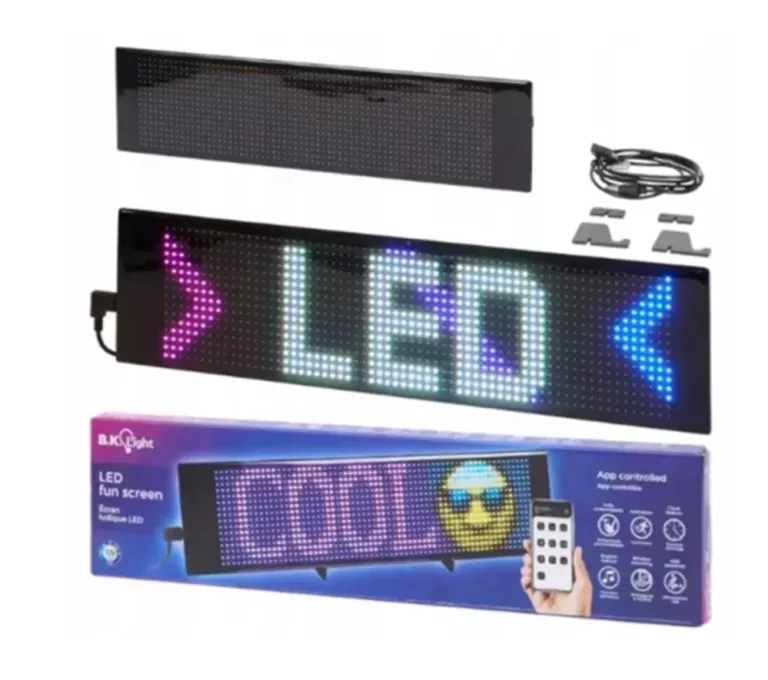 PIKSELOWY EKRAN LED 37X9 CM USB-A REAKCJA NA MUZYKĘ STEROWANIE APLIKACJĄ